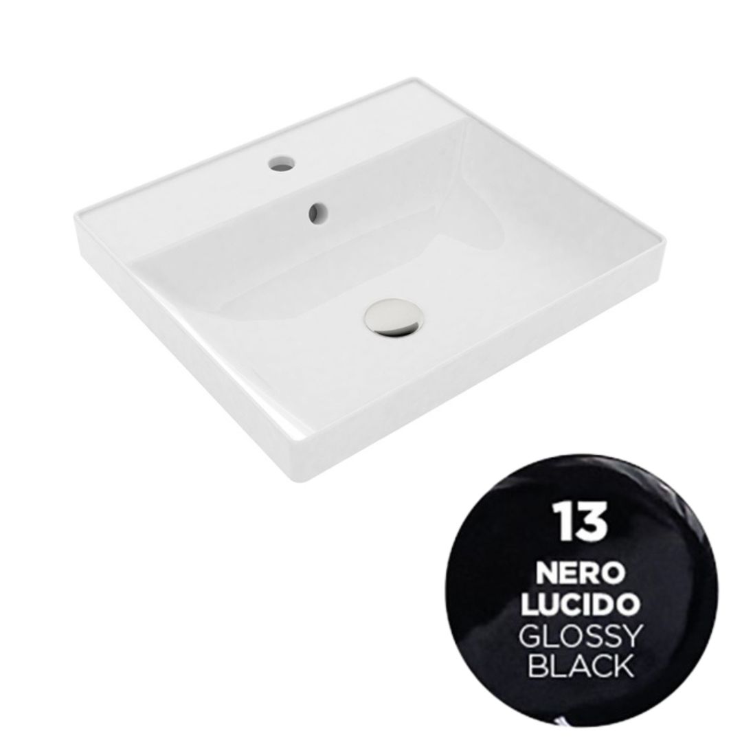 LIL46R5113 Раковина полувстраиваемая Olympia Roger с отв. под смеситель 54.5х48 см (цвет - черный глянцевый)