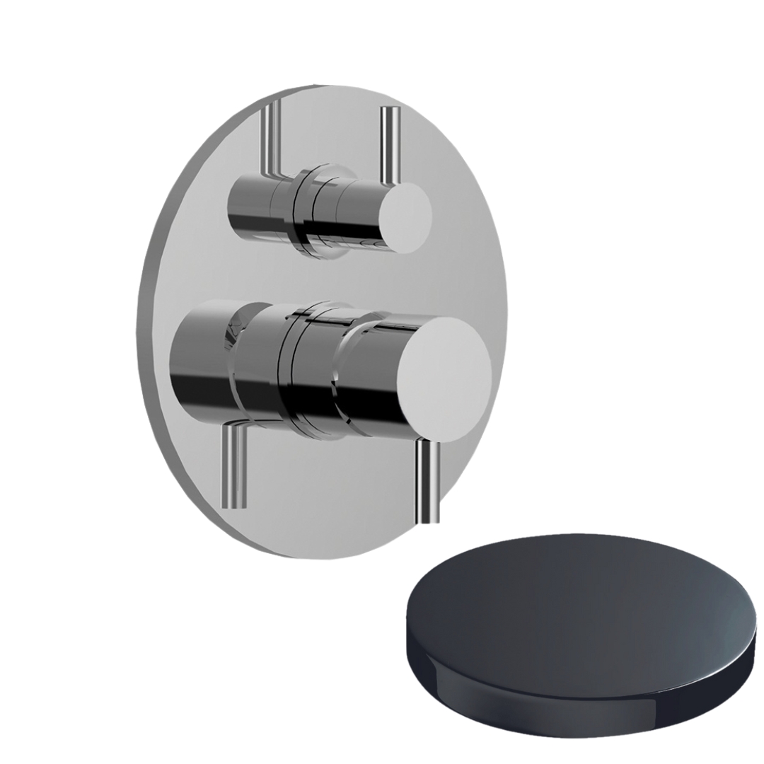 5964-2EPCRN Внешняя часть смесителя для душа Giulini My Future встраиваемого с дивертером-рычагом, на 2 режима (цвет - хром черный глянц)