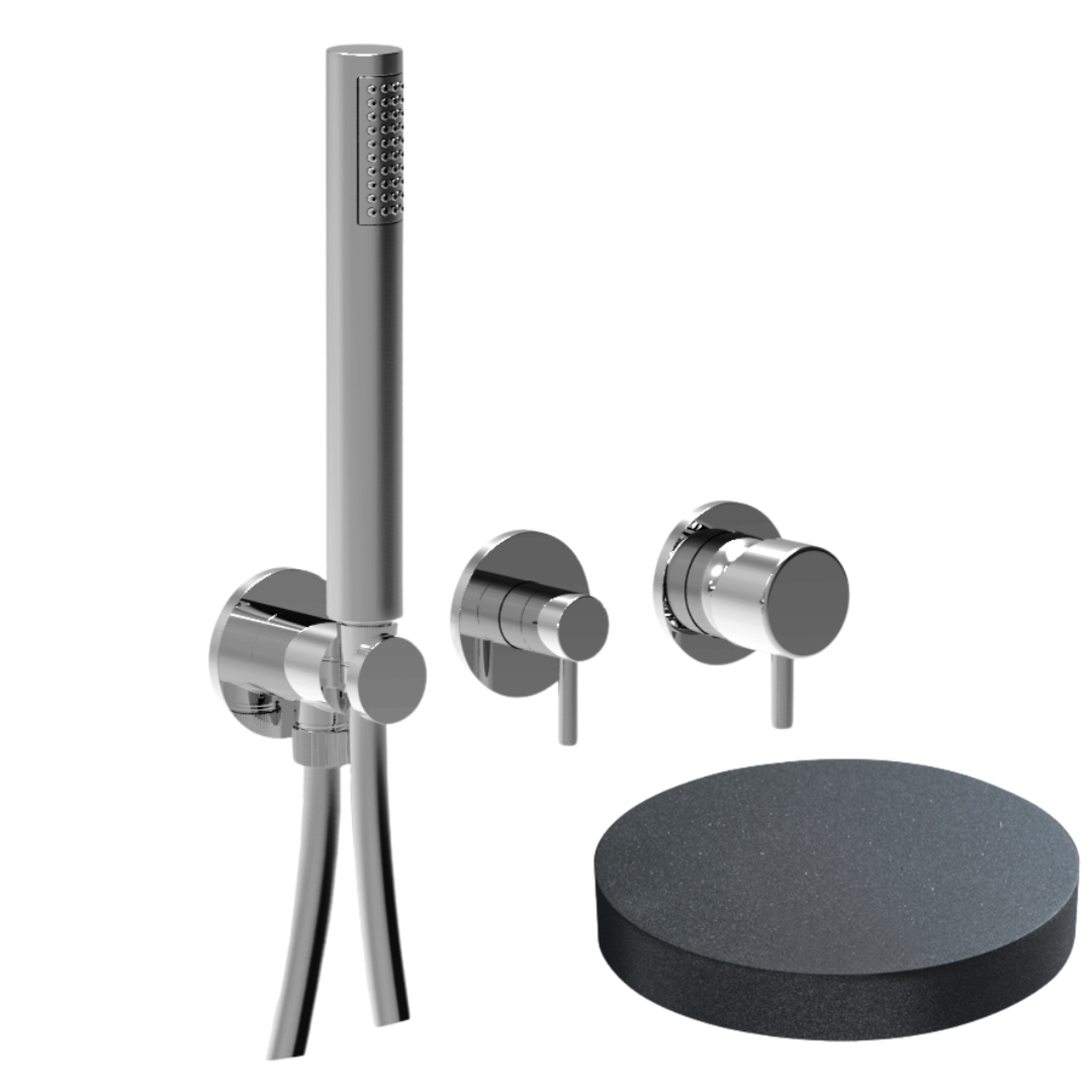 59X5302EPGF Внешняя часть смесителя для душа Giulini My Future на 3 режима, однорычажный, поворотный переключатель, ручной душ + 2 доп. вывода воды (цвет - графит)