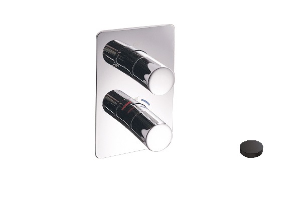 8277NO Встраиваемый термостатический смеситель Giulini с 3 выходами, встраиваемый бокс (цвет - черный матовый)