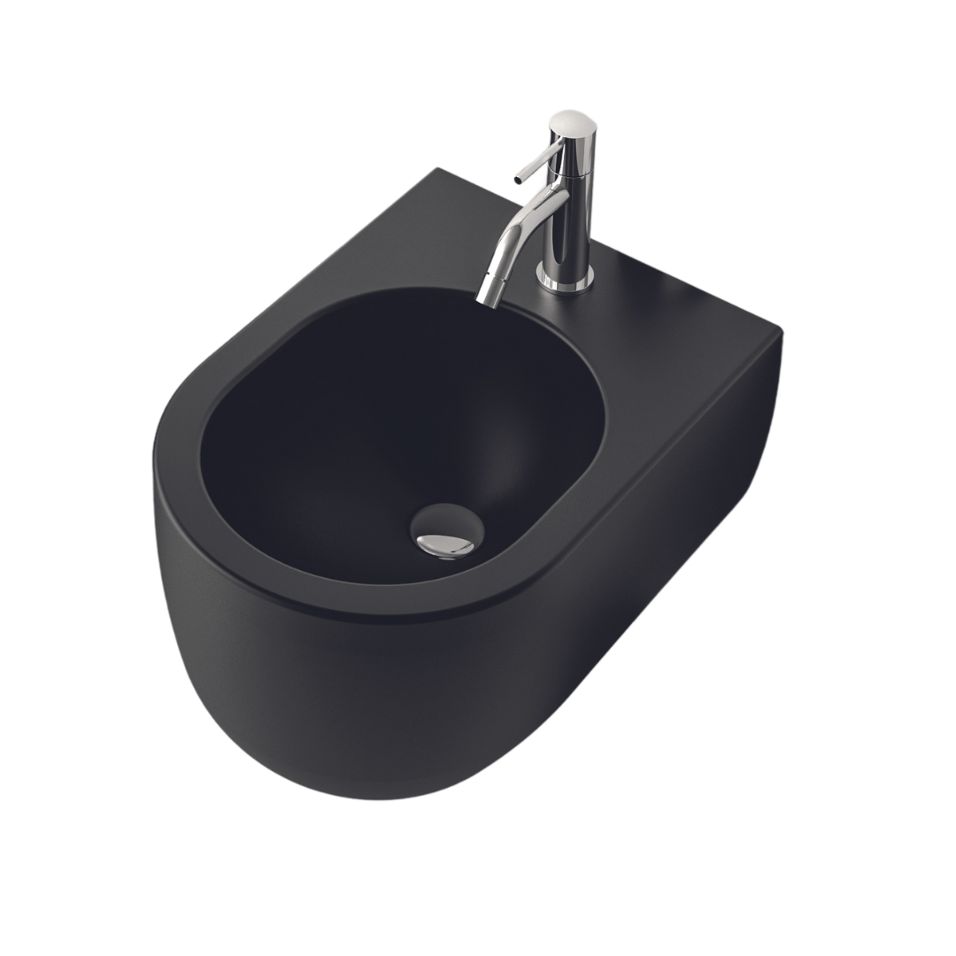 MIL220123 Биде подвесное Olympia Milady с 1 отв (цвет - черный матовый)