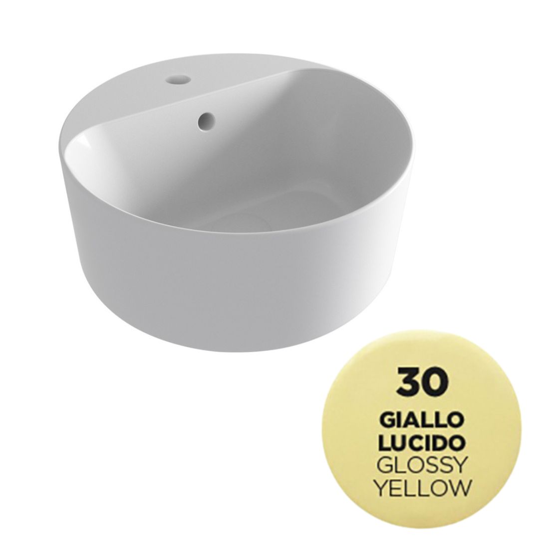 OPE42TO40130 Раковина накладная Olympia Open с отв. под смеситель, 40х40х17 см (цвет - желтый глянцевый)