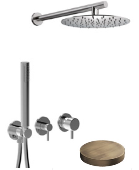 5986EPBROP Внешняя часть для встраиваемого комплекта для душа Giulini My Future, переключатель, ручной душ, настенный кронштейн, верхний душ Ø 250 (цвет - бронза матовая)