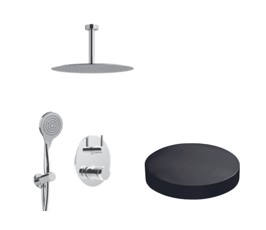 MR0068DLEPCRNS  Внешняя часть: Однорычажный встроенный душевой набор  Giulini My Ring Deluxe с поворотным переключателем, душевой набор, потолочный кронштейн, верхний душ из нержавеющей стали Ø 250 (цвет - ганметал)