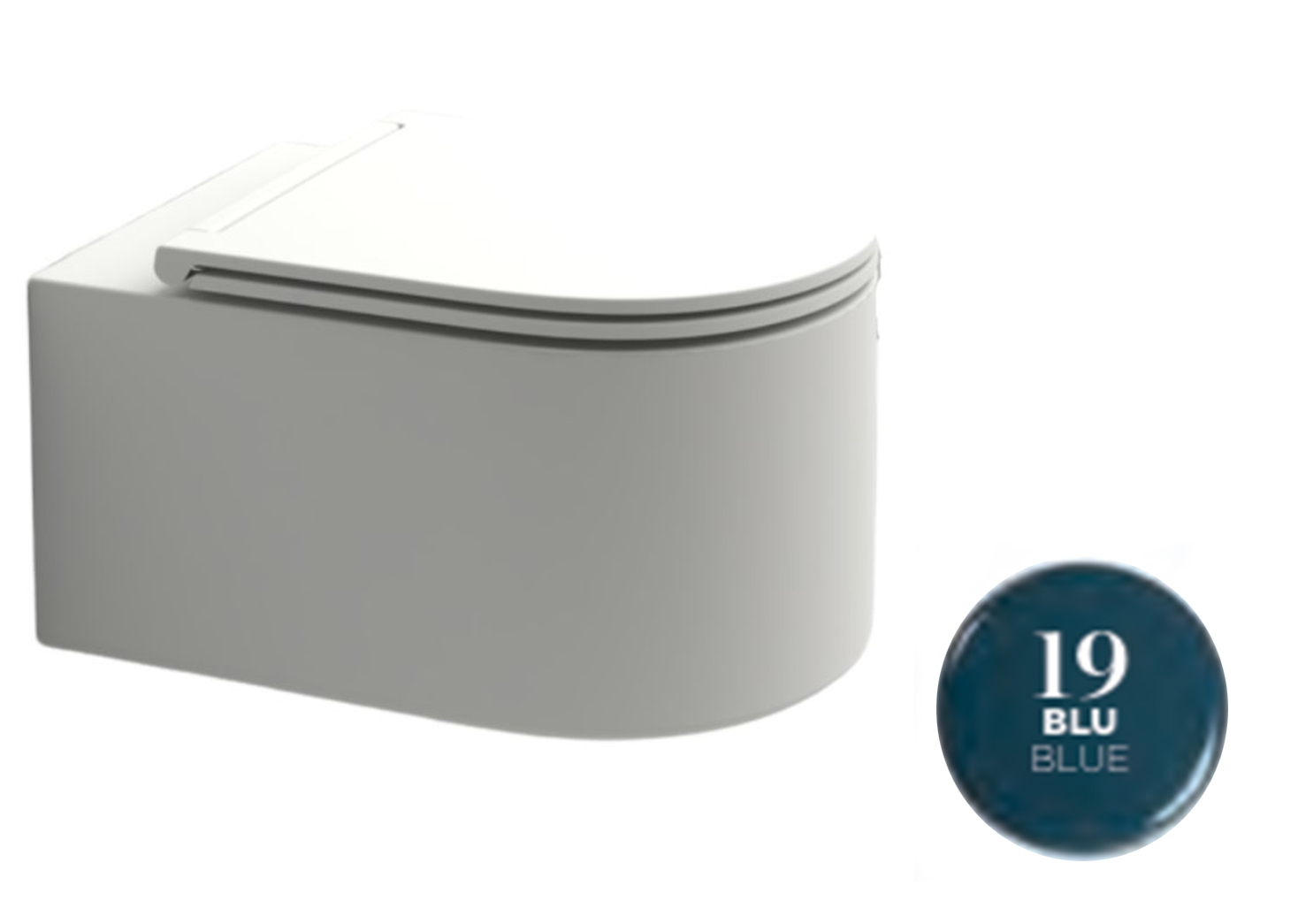 MON1202V19 Унитаз подвесной Olympia Monolith, система смыва скрытый торнадо, с креплениями (цвет - синий глянцевый)