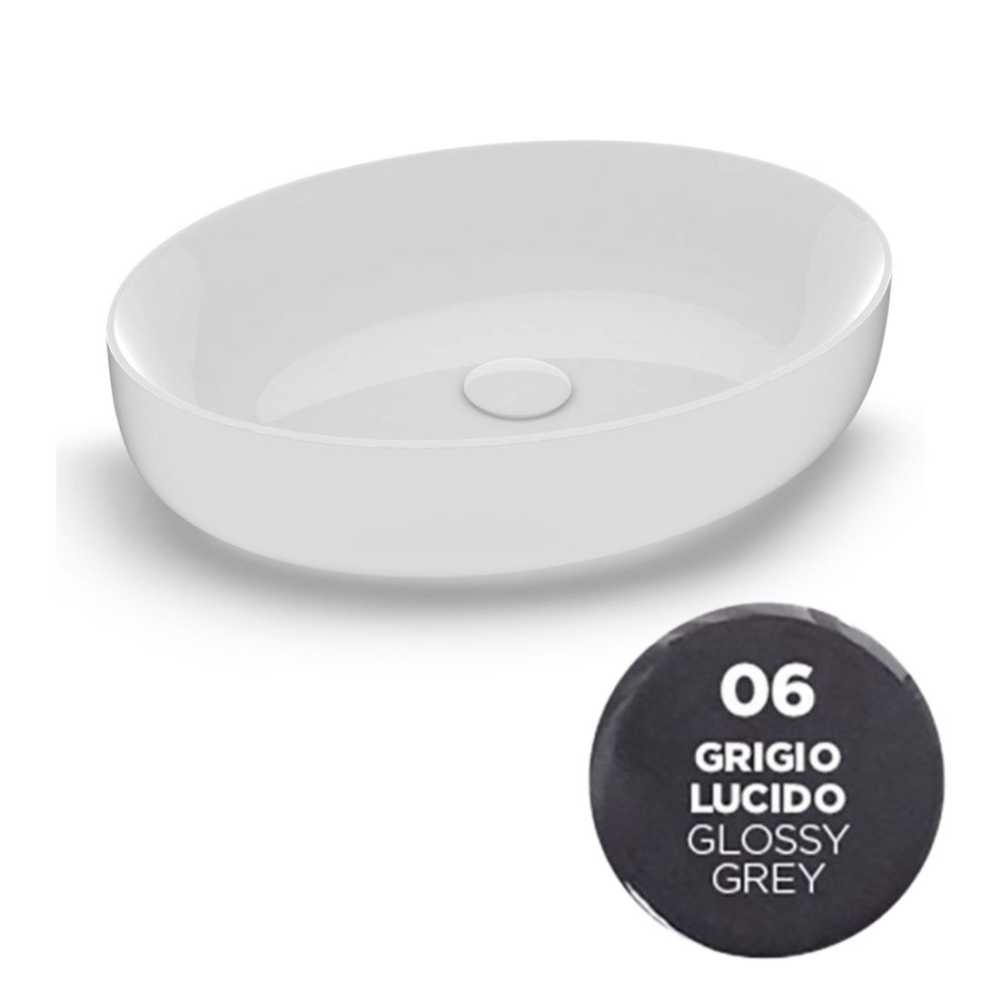 MET42O6006 Раковина Olympia Metamorfosi накладная, 55x42xh14 см (цвет - серый глянцевый)