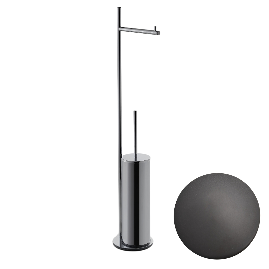 P1022/2A/30 Стойка напольная с ершиком и бумагодержателем Etrusca Piantane, 45х65х11 см (цвет - черный матовый)