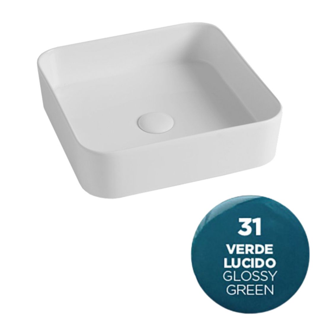 SMA42QU4031 Раковина накладная Olympia Smash, 40x40x11.5 см (цвет - зеленый глянцевый)