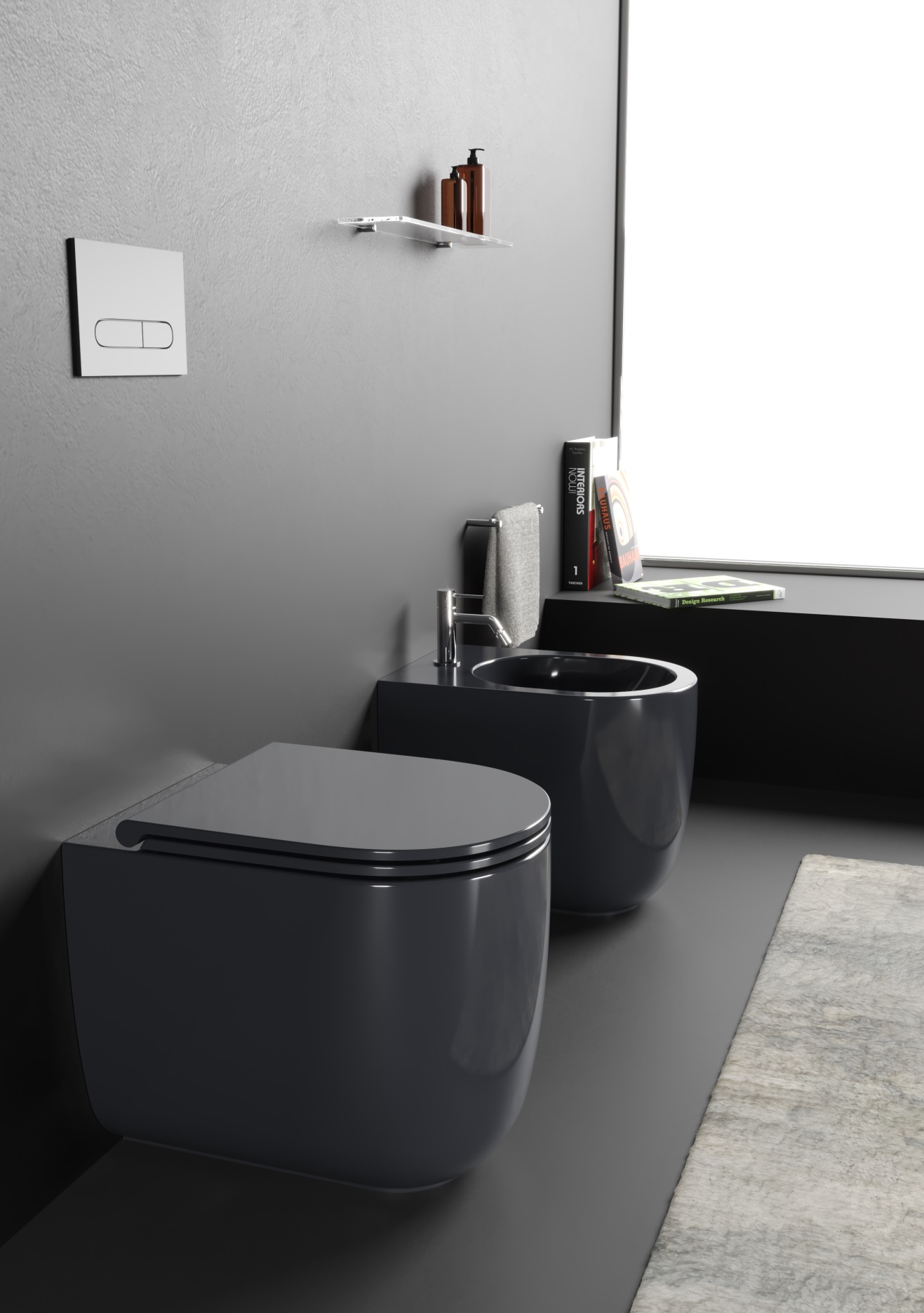 MIL110306 Унитаз напольный Milady Olympia безободковый с креплениями (цвет - серый глянцевый)