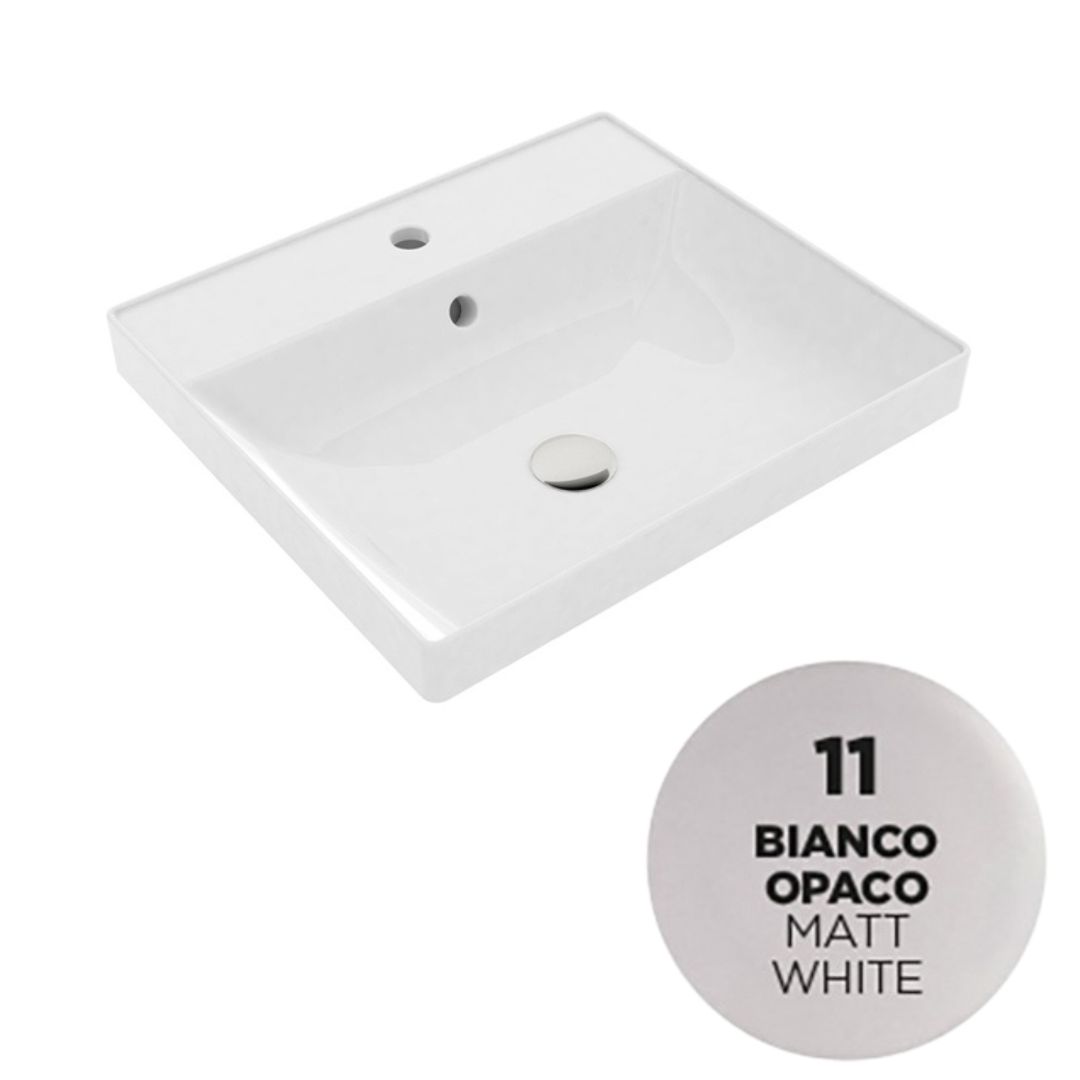 LIL46R5111 Раковина полувстраиваемая Olympia Roger с отв. под смеситель 54.5х48 см (цвет - белый матовый)