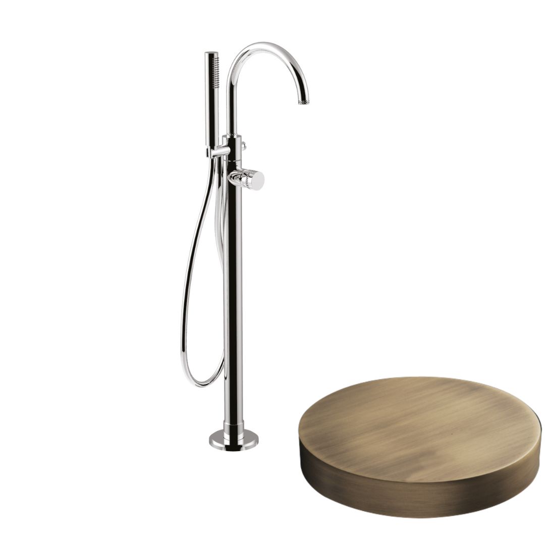 MR0092DLEPBROP Внешняя часть: Напольный смеситель для ванны Giulini My Ring Deluxe отдельностоящий, излив, ручной душ  (цвет - бронза матовая)
