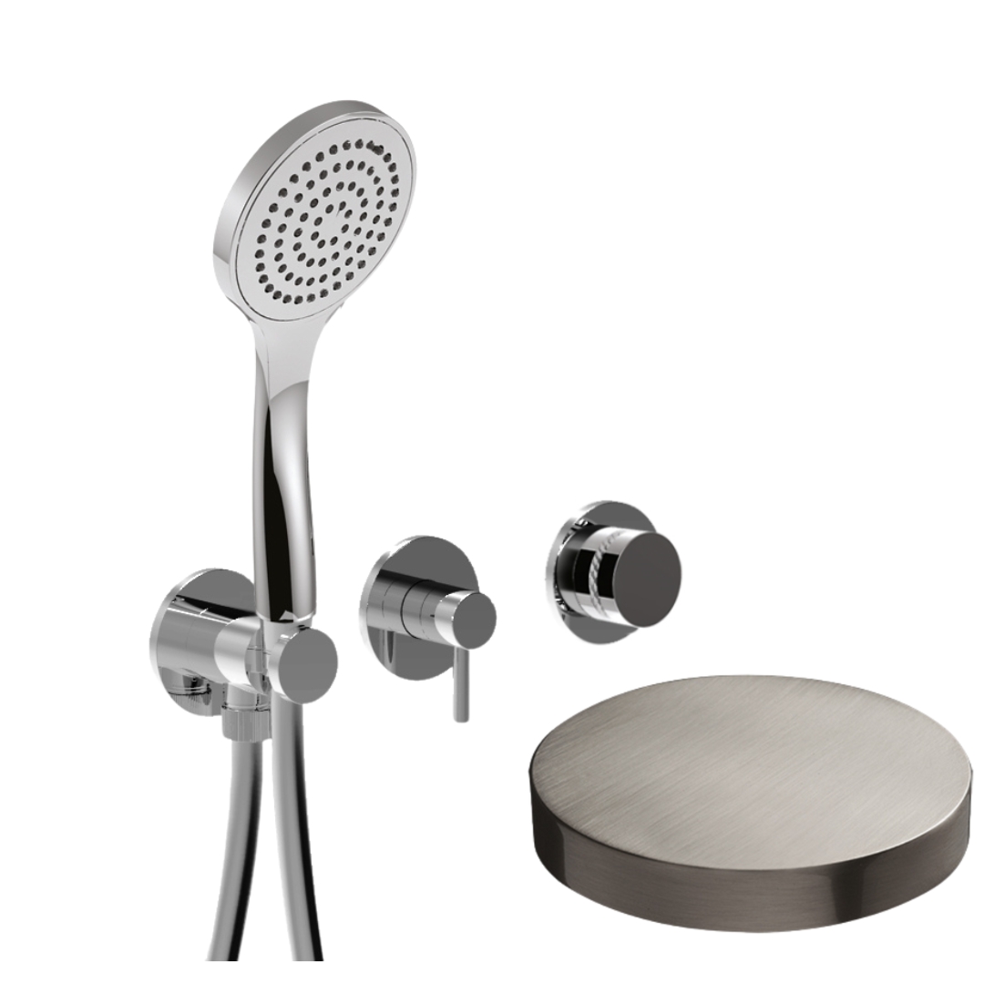 MRX5302DLNKO Встраиваемый смеситель для душа Giulini My Ring Deluxe на 3 режима, однорычажный, поворотный переключатель, ручной душ + 2 доп. вывода воды (цвет - никель матовый)