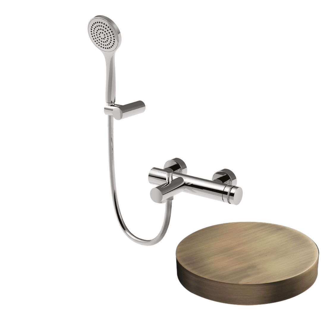 MR0001DLBROP Смеситель для ванны Giulini My Ring Deluxe, излив, ручной душ с держателем (цвет - бронза матовая)
