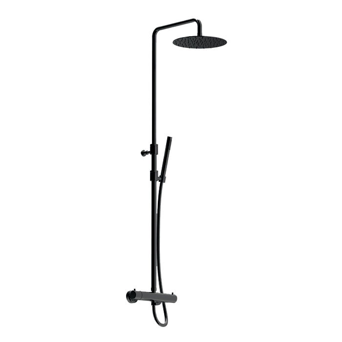 8225WC-S-25XNO Термостатическая душевая колонна внешнего монтажа Giulini, душевой набор, верхний душ Ø 250 (цвет - черный матовый)