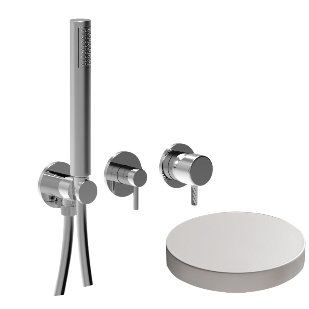 59X5301DEPBO Внешняя часть встраиваемого смесителя для душа Giulini My Future Deluxe на 2 режима, однорычажный, поворотный переключатель, ручной душ + 1 доп. вывод воды (цвет - белый матовый)