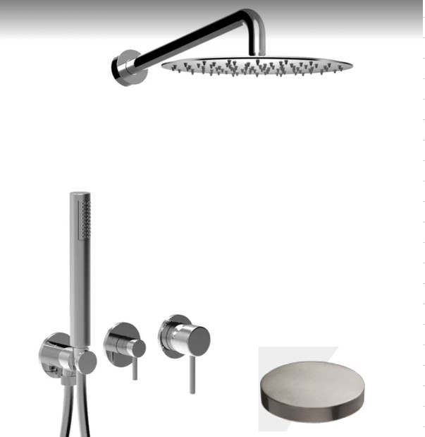 6586EPNKO Внешняя часть встраиваемого душевого набора  Giulini Futuro однорычажный, поворотный переключатель, душевой набор, настенный кронштейн, верхний душ из нержавеющей стали Ø 250 (цвет- никель матовый)