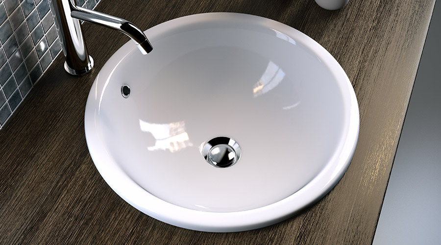 LIL4242001 Раковина накладная/полувстраиваемая/встраиваемая Olympia Tris ø42xh17 см, комплект креплений (цвет - белый глянцевый)