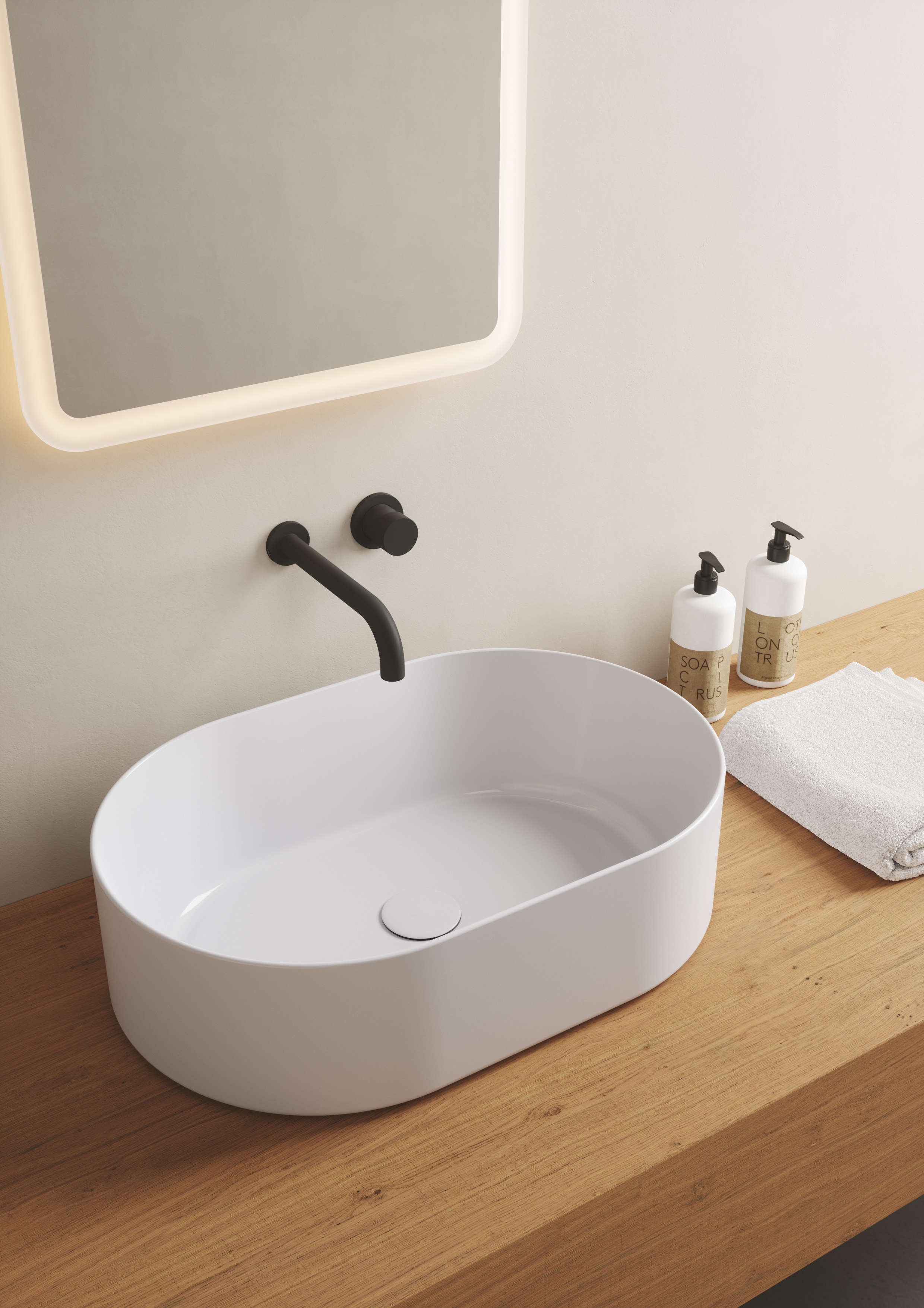 OPE42OV60001 Раковина накладная Olympia Open 60x40x17 cm (цвет - белый глянцевый)