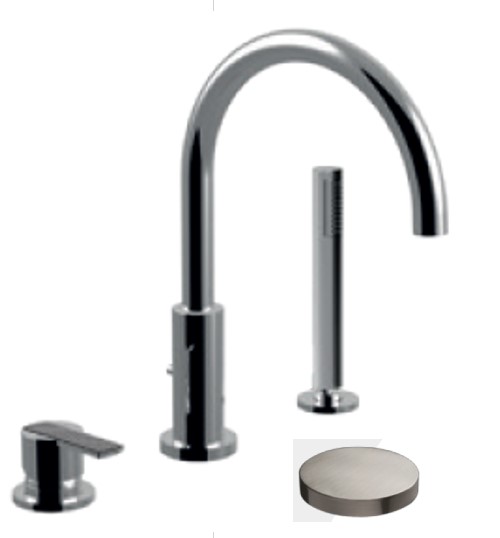 5865BDDLNKO Комплект на борт ванны Giulini Surf Deluxe на 3 отверстия, излив с дивертером (цвет - матовый никель)