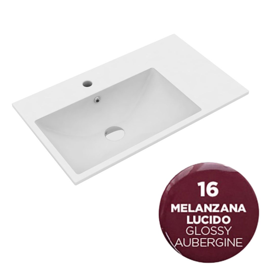 TUE4890116 Раковина Olympia Tutto Evo 90x45 см, с 1 отв. подвесная/встраиваемая (цвет - баклажан глянцевый)