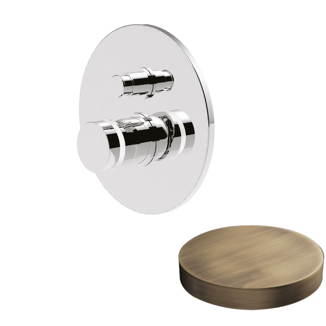 MR0063EPBROP Внешняя часть: Встраиваемый смеситель для душа Giulini My Ring, однорычажный, с кнопкой-переключателем, на 2 режима (цвет - бронза матовая)