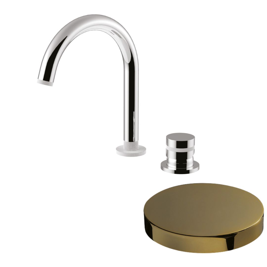 MR0040/SCO Смеситель для раковины Giulini My Ring на 2 отверстия, однорычажный, поворотный излив, без донного клапана (цвет - золото)