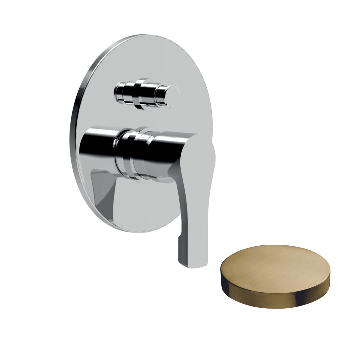 5763EPOSP Внешняя часть однорычажного встроенного смесителя для душа с дивертером Giulini Ego (цвет - золото брашированное)