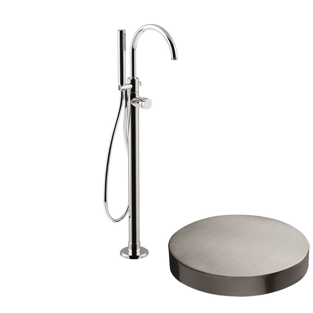 MR0092DLEPNKO Внешняя часть: Напольный смеситель для ванны Giulini My Ring Deluxe отдельностоящий, излив, ручной душ  (цвет - никель матовый)