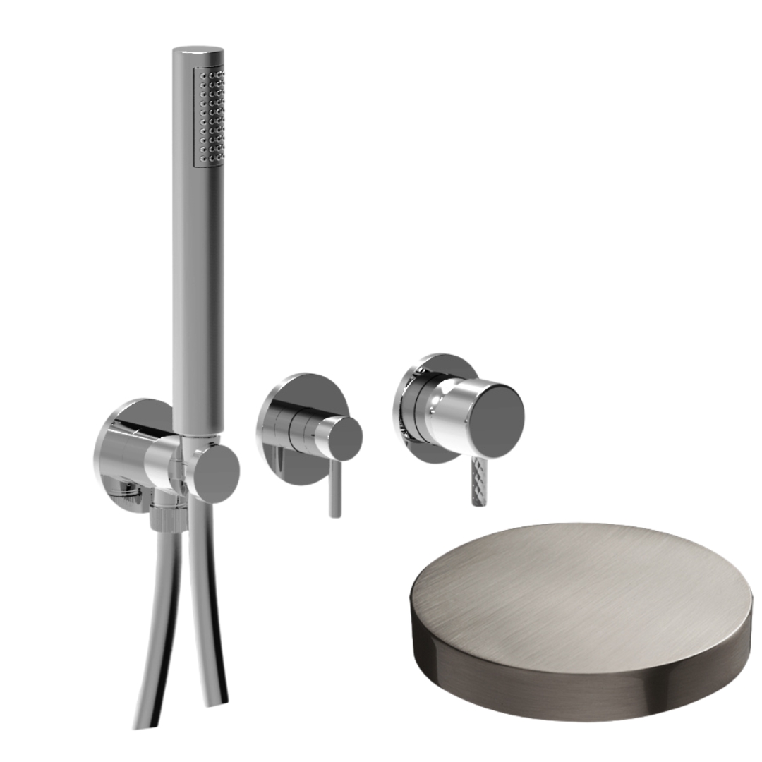 59X5302DEPNKO Внешняя часть смесителя для душа Giulini My Future Deluxe на 3 режима, однорычажный, поворотный переключатель, ручной душ + 2 доп. вывода воды (цвет - никель матовый)