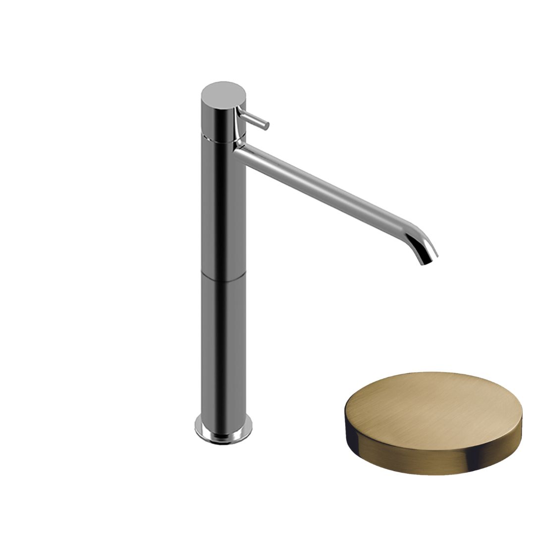 5939/SCOSP Высокий однорычажный смеситель для раковины Giulini My Future, с удлиненным изливом (цвет - золото брашированное)