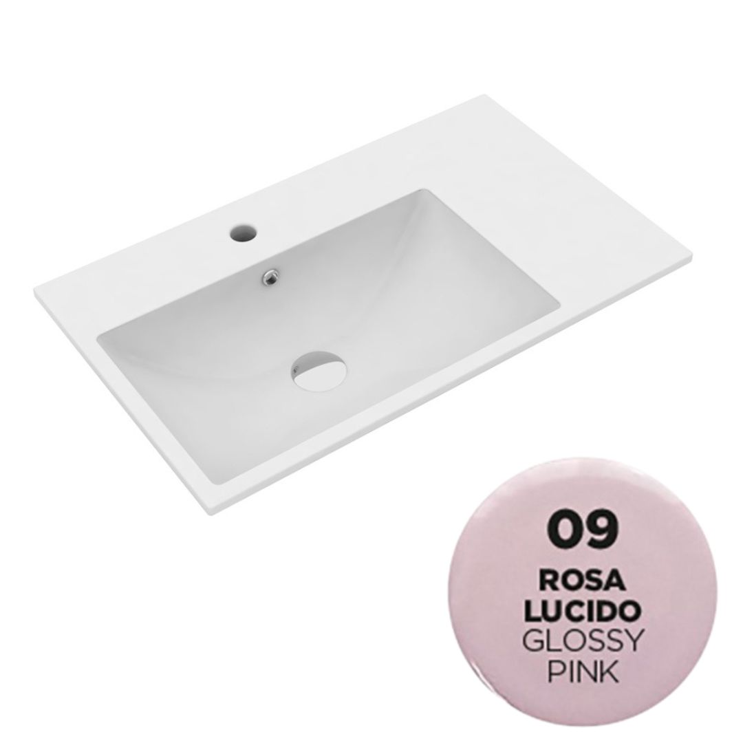 TUE4890109 Раковина Olympia Tutto Evo 90x45 см, с 1 отв. подвесная/встраиваемая (цвет - розовый глянцевый)