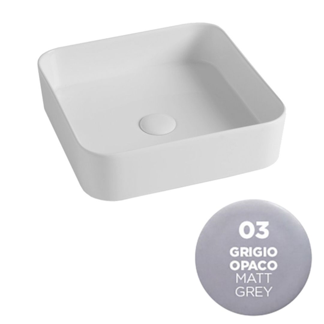 SMA42QU4003 Раковина накладная Olympia Smash, 40x40x11.5 см (цвет - серый матовый)