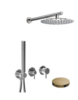 5986EPOSP Внешняя часть для встраиваемого комплекта для душа Giulini My Future, переключатель, ручной душ, настенный кронштейн, верхний душ Ø 250 (цвет - золото матовое)