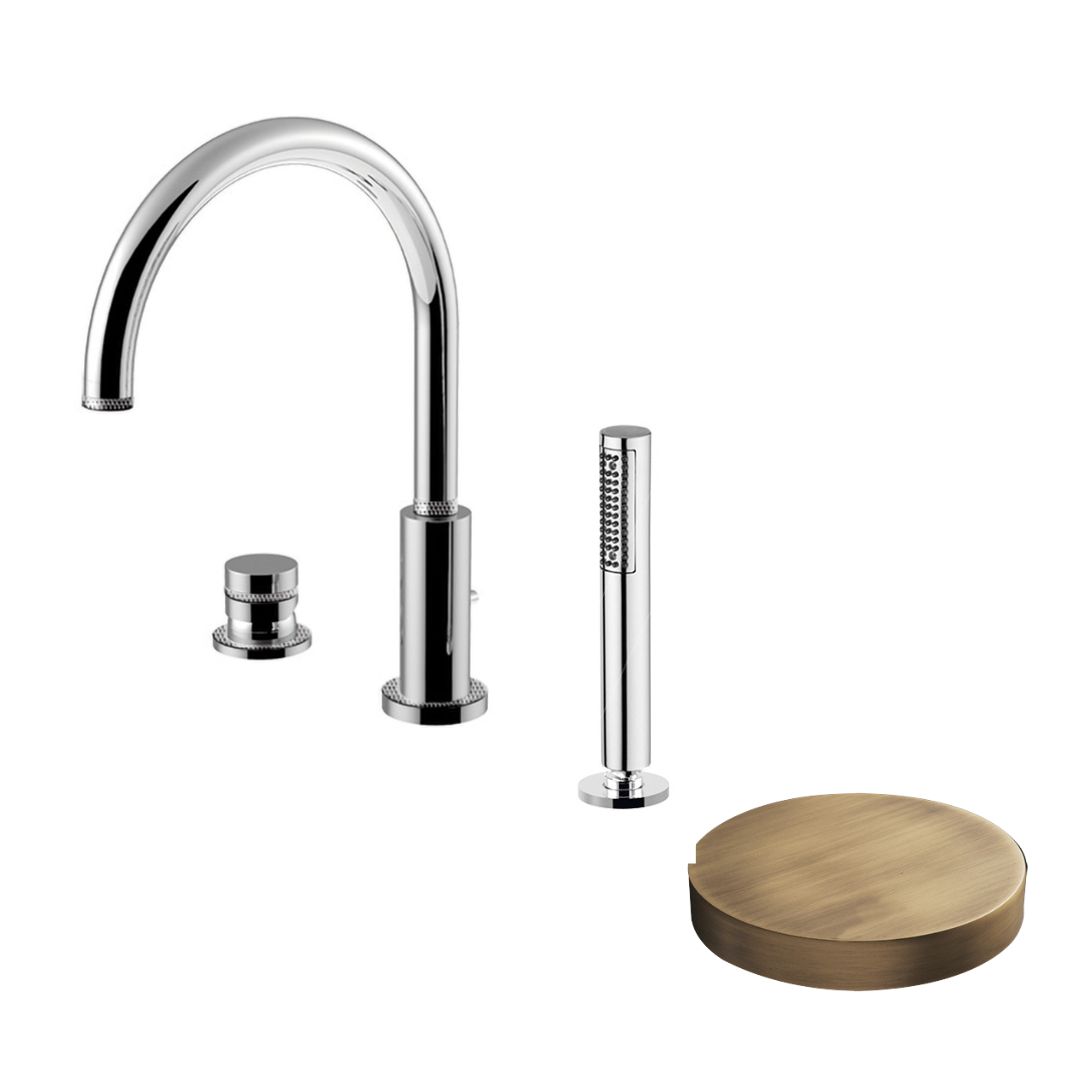 MR0065BDDLBROP Смеситель на борт ванны Giulini My Ring Deluxe на 3 отверстия, излив, ручной душ, переключатель (цвет - бронза матовая)