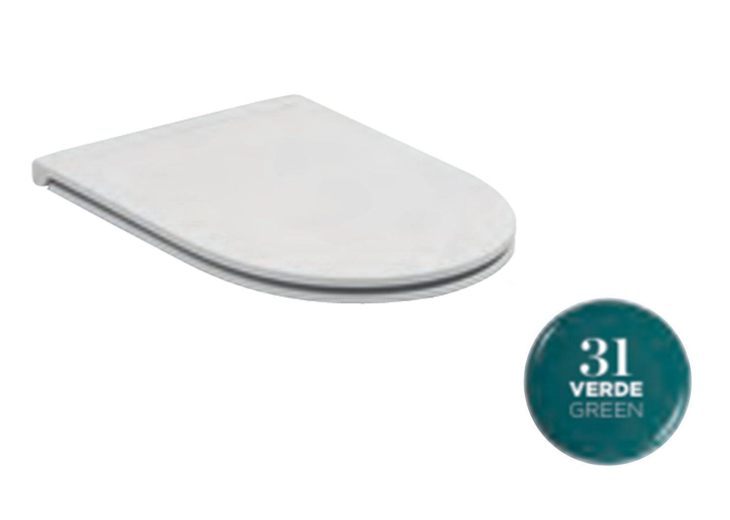 C9MON31 Сиденье с микролифтом и съемными петлями тонкое для унитаза Olympia Monolith (цвет - зеленый глянцевый)