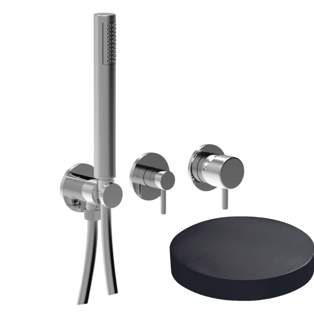 59X5302EPCRNS Внешняя часть смесителя для душа Giulini My Future на 3 режима, однорычажный, поворотный переключатель, ручной душ + 2 доп. вывода воды (цвет - ганметал)