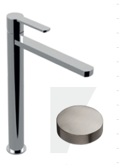 5839/SCNKO Однорычажный смеситель для раковины с удлиненным изливом, без донного клапана (цвет - матовый никель)