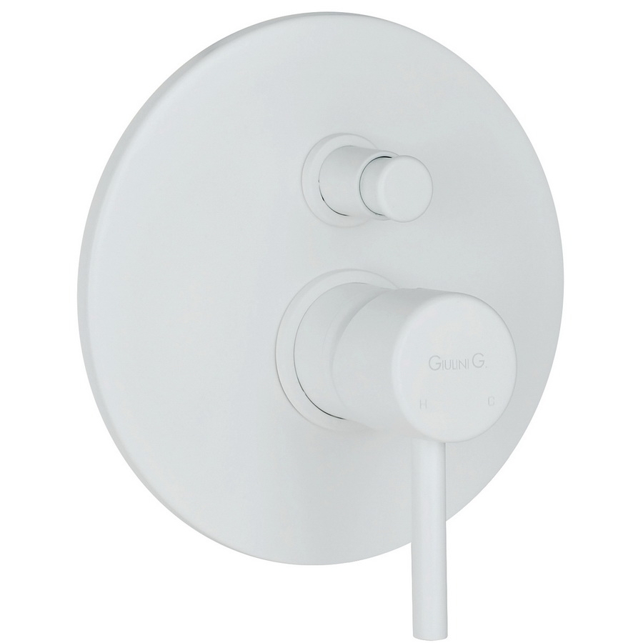 6563BO Встраиваемый смеситель для душа Giulini Futuro, однорычажный, с кнопкой-переключателем, на 2 режима  (цвет - белый матовый)