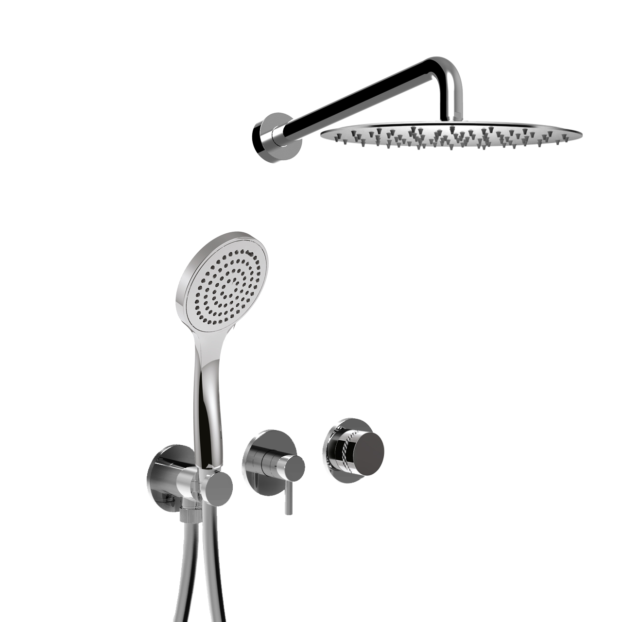 MR0086DLEP Внешняя часть: Встраиваемый душевой комплект Giulini My Ring Deluxe на 2 режима, однорычажный,  с поворотным
переключателем, ручной душ, кронштейн, верхний душ Ø 25 см  (цвет - хром)