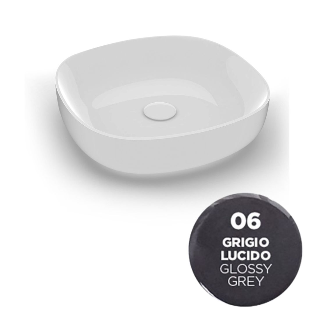 MET42O4006 Раковина Olympia Metamorfosi накладная, 45х45хh14 см (цвет - серый глянцевый)