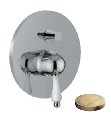 7563CEEPBR Внешняя часть для встраиваемого однорычажного смесителя для душа Giulini PragaMix с кнопочным переключателем (цвет -бронза)