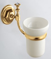 1701/55/CER Стакан подвесной Etrusca Diamond, белая керамика (цвет - золото)