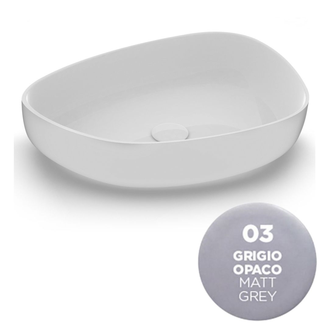 MET4255003 Раковина Olympia Metamorfosi накладная, 55x42xh14 см (цвет - серый матовый)