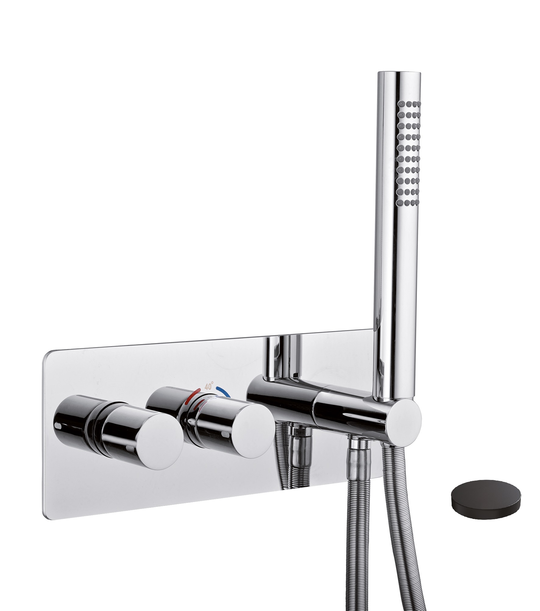 8278NO Встраиваемый термостатический смеситель Giulini, интегрированный душевой комплект + дополнительный выход воды, встраиваемый бокс (цвет - Черный матовый)