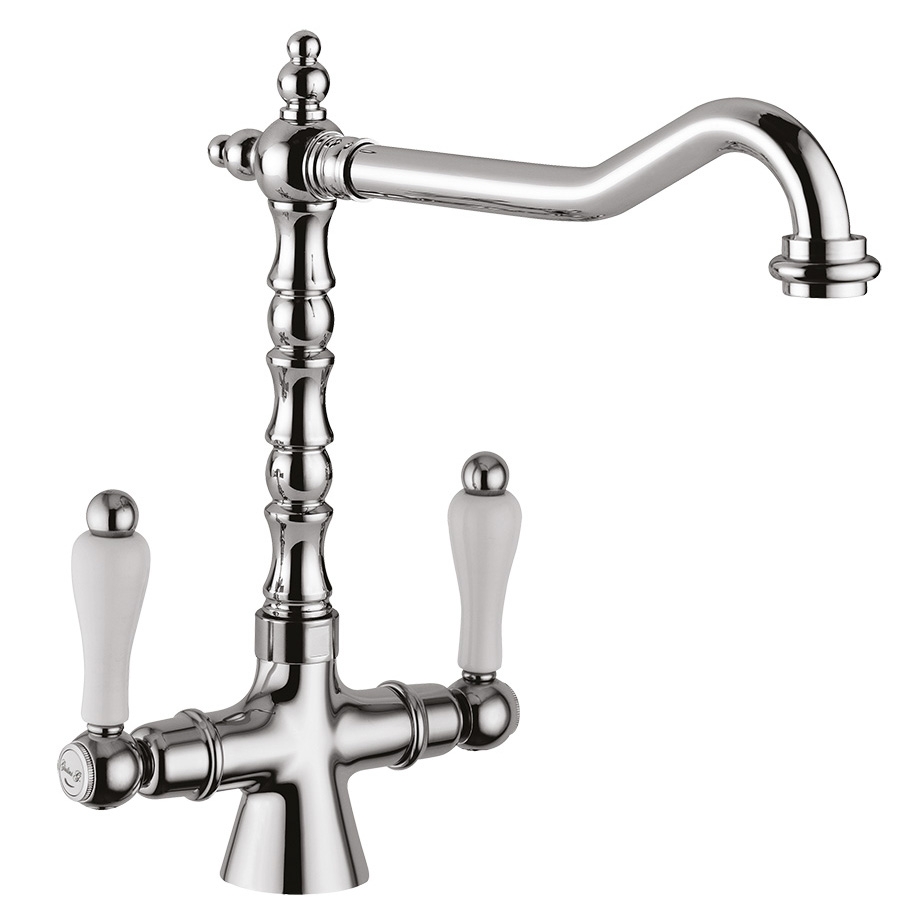 7533CE Смеситель для раковины Giulini Praga, поворотный излив, без донного клапана ручка - черная керамика (цвет - хром)