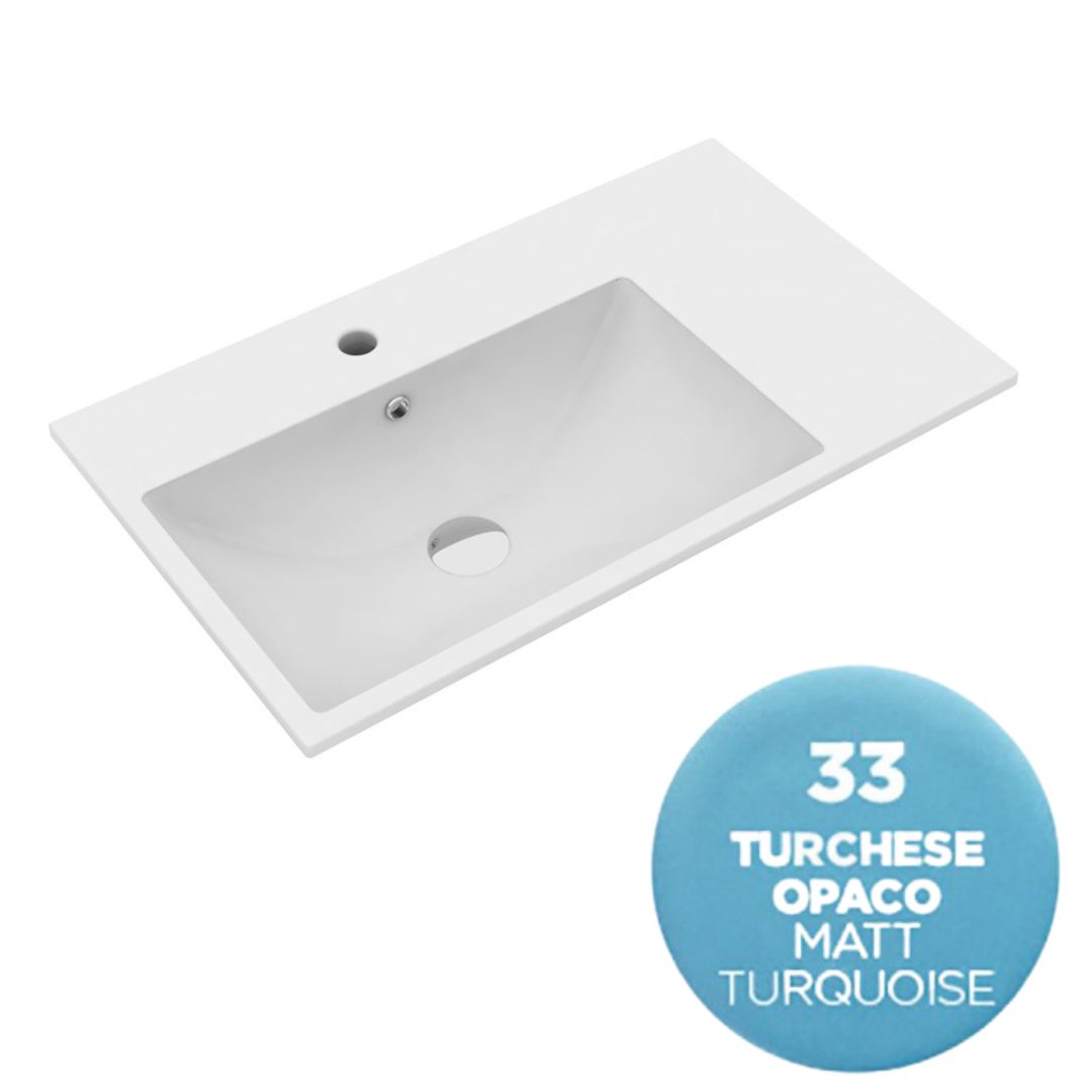 TUE4890133 Раковина Olympia Tutto Evo 90x45 см, с 1 отв. подвесная/встраиваемая (цвет - голубой матовый)