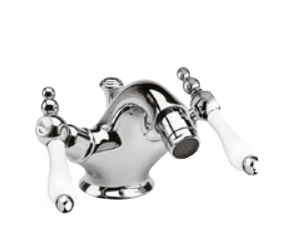 SA7564CE Комплект для биде, донный клапан 1"1/4 Praga Giulini, ручки - белая керамика (цвет - хром)