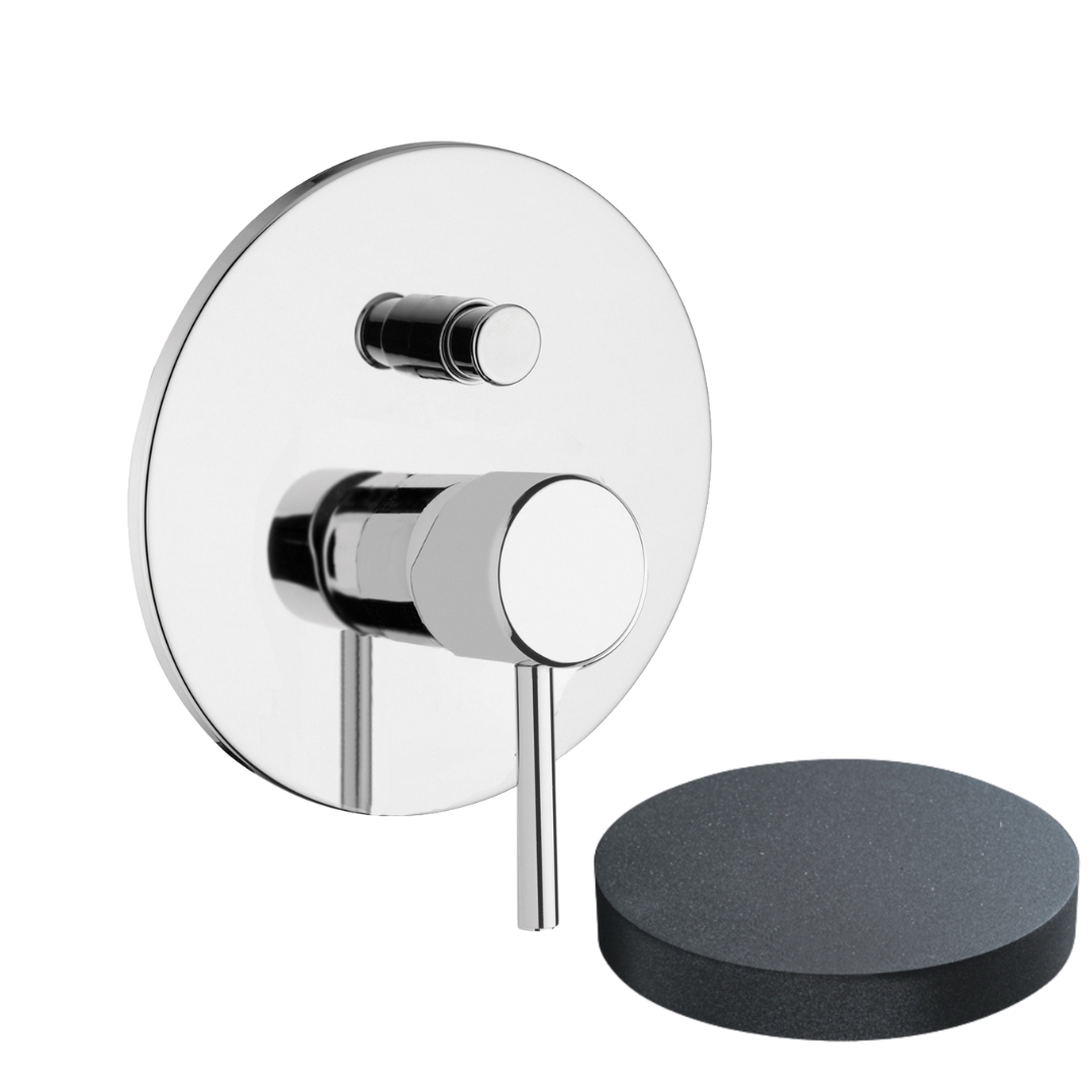 6563EPGF Внешняя часть однорычажного встроенного смесителя для душа Giulini Futuro с кнопкой-переключателем, на 2 режима (цвет - графит)