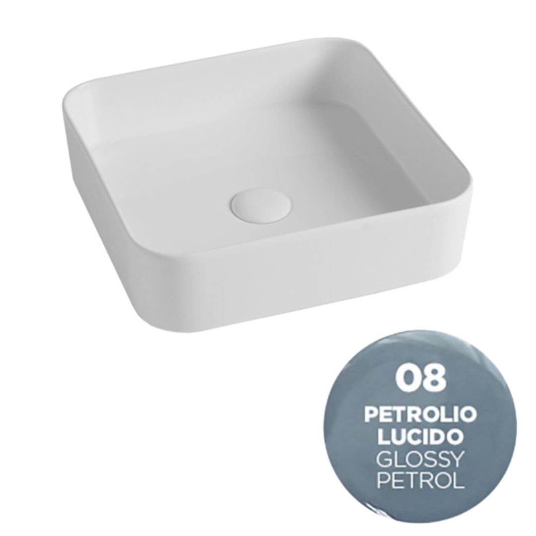 SMA42QU4008 Раковина накладная Olympia Smash, 40x40x11.5 см (цвет - нефть глянцевый)