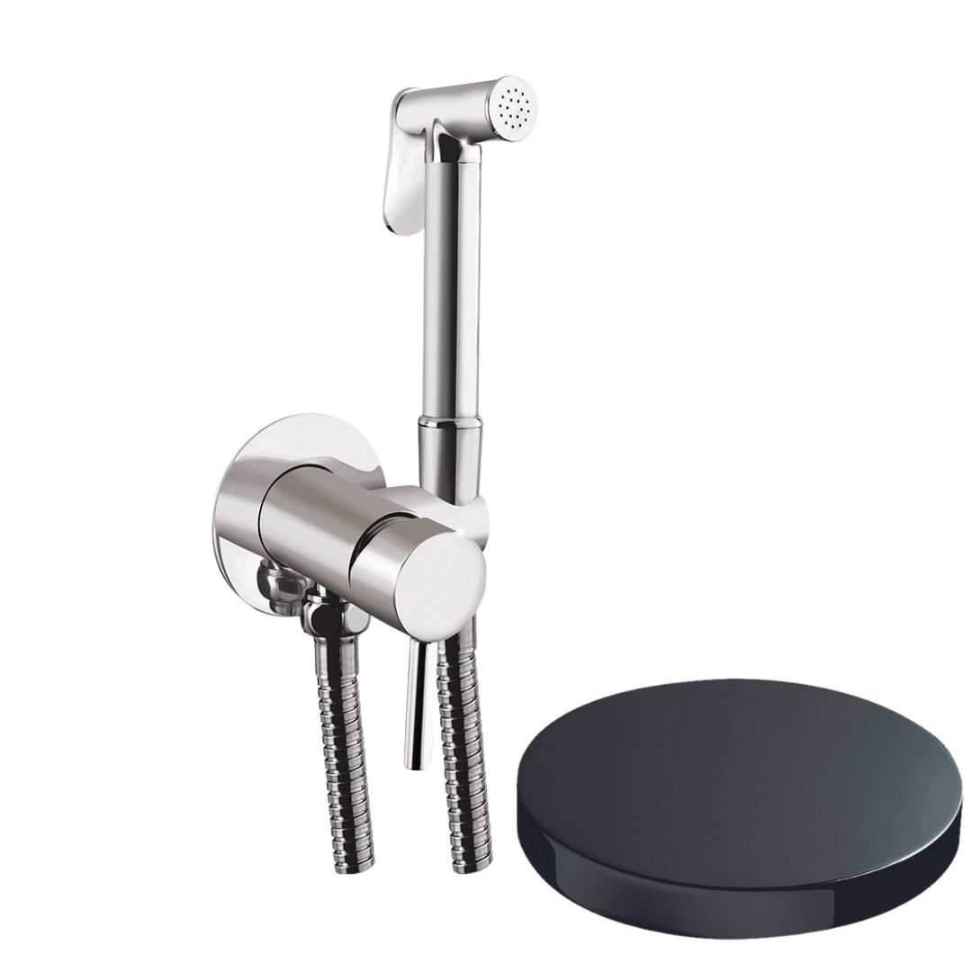 SH23EPCRN Внешняя часть гигиенического душа Giulini со смесителем (цвет - хром черный глянц)